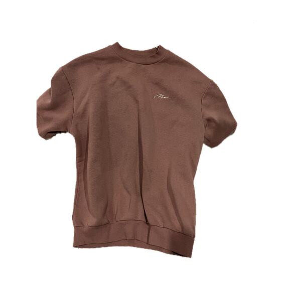BooHooMan Salmon Short Sleeve Crew Sweatshirt Mens XS - Picture 1 of 3